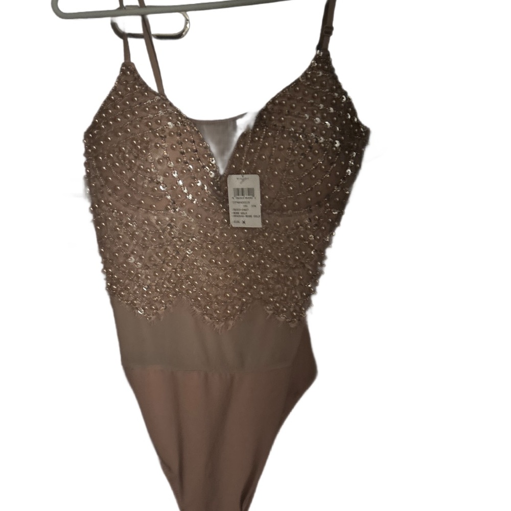 NWT! Medium size women’s bodysuit Windsor Size Medium  Embellished Jewels Pearls